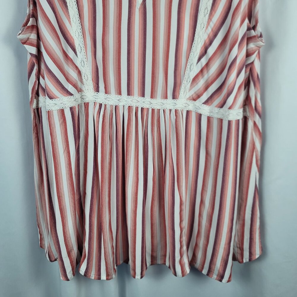Lane Bryant Sleeveless Blouse Women's Size 20 Pink Ivory Stripe NEW - Picture 3 of 16
